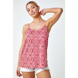 Dusk Fashion Cross Back Aztec Print Stretch Vest in Red 8 female