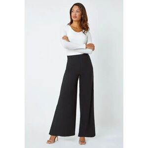 Roman Womens Wide Leg High Waisted Stretch Fit Palazzo Trousers in Black - Size 12 12 female