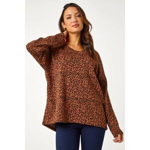 Roman Animal Print Tunic Stretch Top in Rust S female