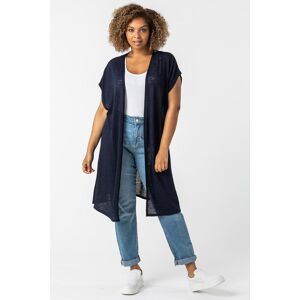 Roman Curve Curve Cap Sleeve Longline Cardigan in Navy 3032 female