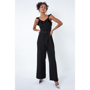 Dusk Fashion Frill Detail Wide Leg Jumpsuit in Black 16 female