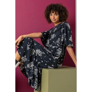 Dusk Fashion Floral Print Yoke Maxi Dress in Black 10 female