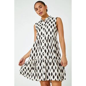 Dusk Fashion Spot Print Button Through Shirt Dress in White 8 female