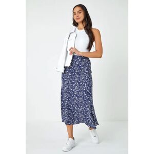 Dusk Fashion Ditsy Spot Print Midi Skirt in Navy 12 female