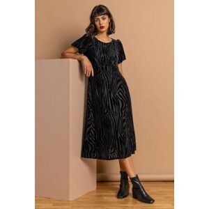 Roman Zebra Print Burnout Velvet Dress in Black - Size 10 10 female