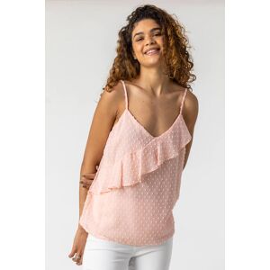 Dusk Fashion Textured Spot Frill Detail Cami Top in Light Pink 6 female