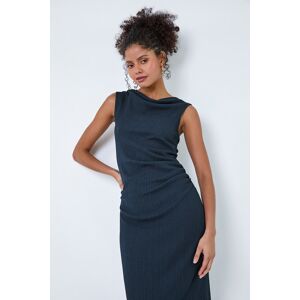 Dusk Fashion Ruched Cowl Neck Midi Dress in Navy - Size 8 8 female