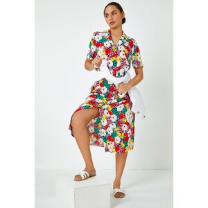 Dusk Fashion Bold Floral Shirt Dress in Multi 14 female