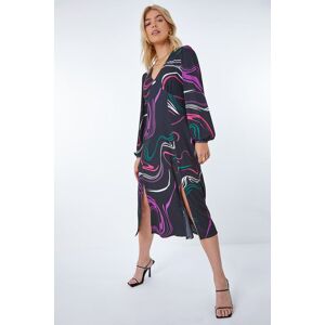 Dusk Fashion Abstract Swirl Print Stretch Dress in Black 8 female