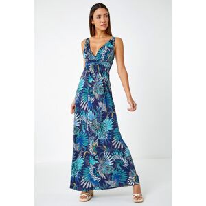 Roman Sleeveless Floral Print Maxi Dress in Blue 10 female