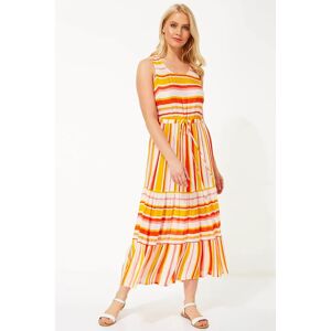 Roman Stripe Tiered Maxi Dress in Orange - Size 10 10 female