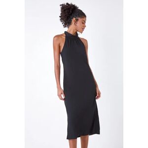 Dusk Fashion Plain Woven Halterneck Midi Dress in Black - Size 8 8 female
