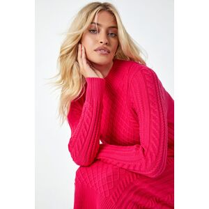 Dusk Fashion Cable Knit Midi Jumper Dress in Pink 8 female