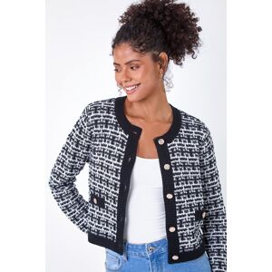 Dusk Fashion Boucle Knitted Contrast Cardigan in Black 18 female