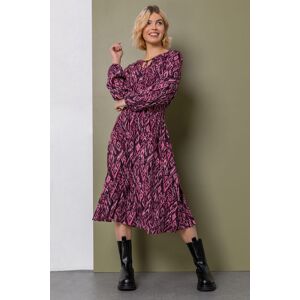 Dusk Fashion Aztec Print Ruffle Detail Midi Dress in Plum - Size 10 10 female