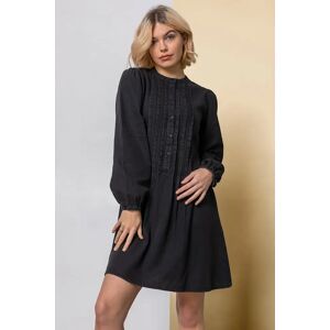 Dusk Fashion Pintuck Detail Denim Shirt Dress in Black - Size 8 8 female