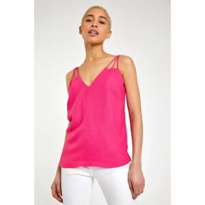 Dusk Fashion Plain Strap Detail Vest Top in Fuchsia 8 female