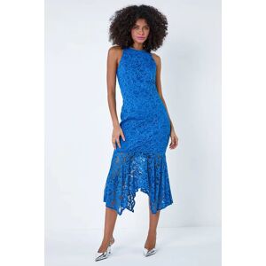 Dusk Fashion Sleeveless Stretch Lace Midi Dress in Blue 12 female