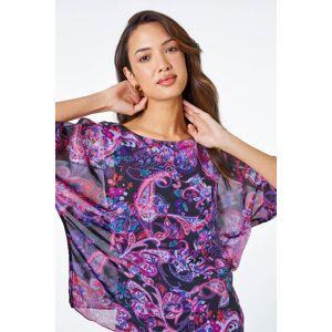 Roman Paisley Print Overlay Top in Purple 10 female