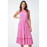 Roman Sleeveless Spot Print Midi Dress in Cerise - Size 20 20 female