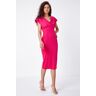 Roman Cross Front Midi Dress in Pink - Size 18 18 female