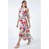 Roman Poppy Floral Frill Halterneck Dress in Ivory 16 female