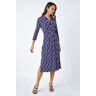 Roman Geometric Print Shirt Dress in Blue - Size 10 10 female