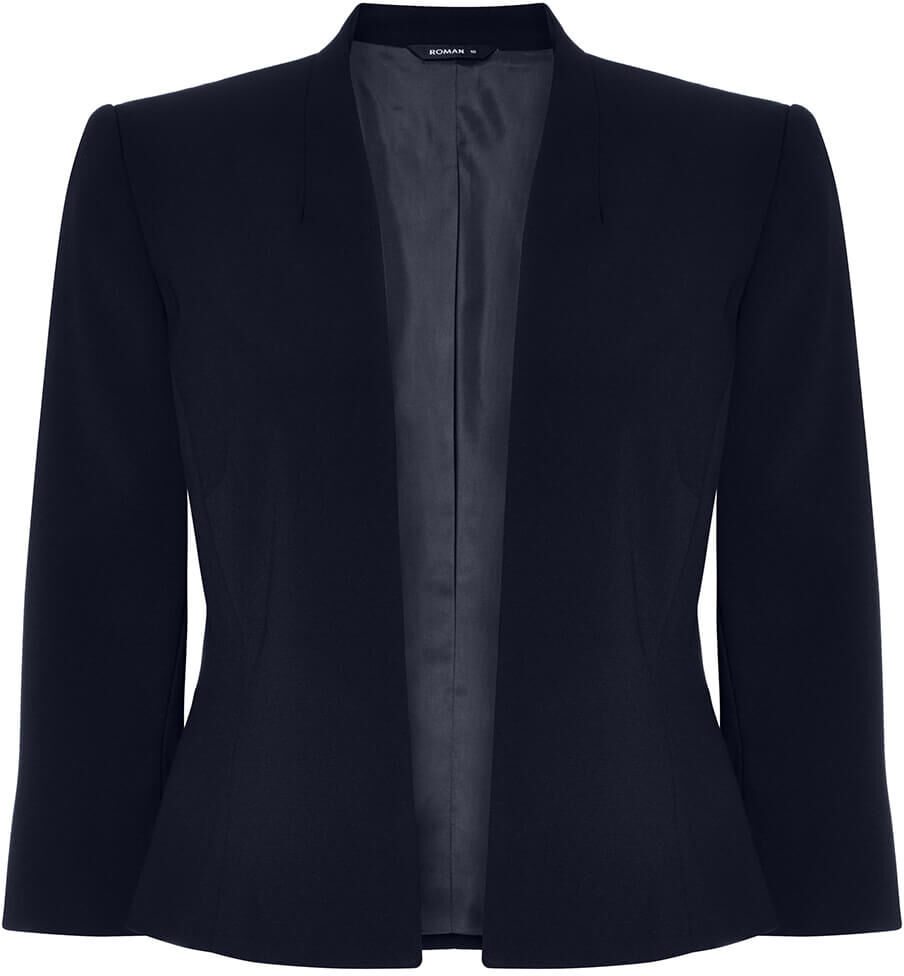 Roman 3/4 Sleeve Cropped Rochette Edge to Edge Formal Occasion Jacket in Navy 20 female