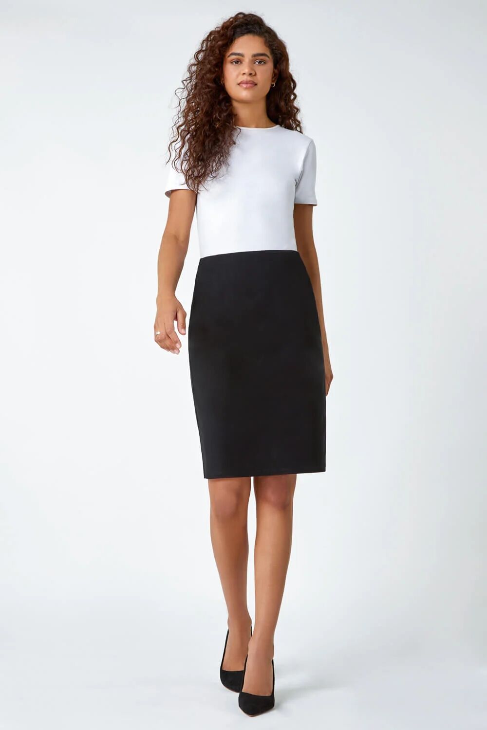 Roman Pull On Stretch Pencil Skirt in Black 14 female