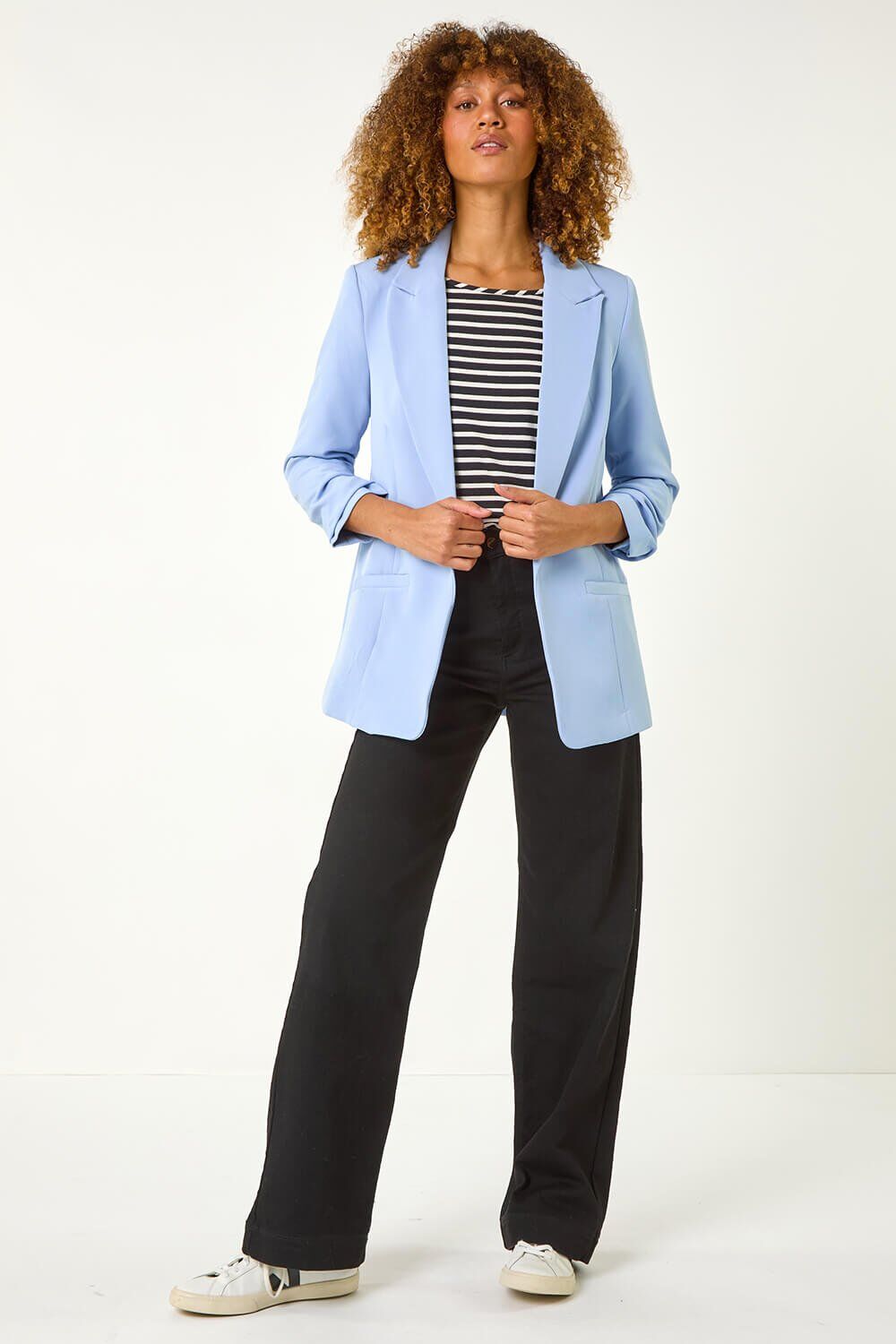 Roman Tailored Ruched Sleeve Stretch Blazer 14 female