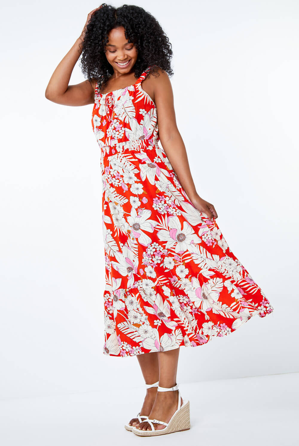 Roman Petite Floral Tiered Midi Sundress 18 female