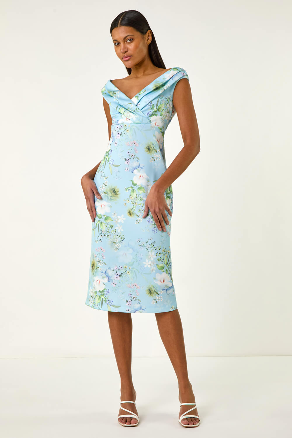 Roman Off The Shoulder Floral Dress 14 female