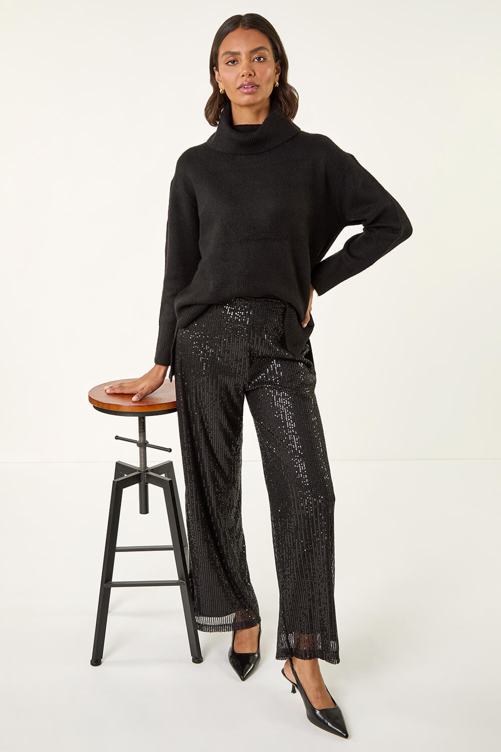 Roman Sequin Wide Leg Trousers 18 female