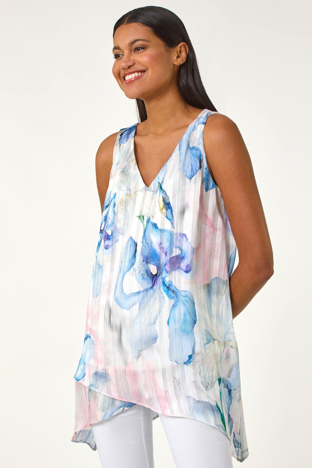 Roman Floral Print Layered Tunic Top 20 female