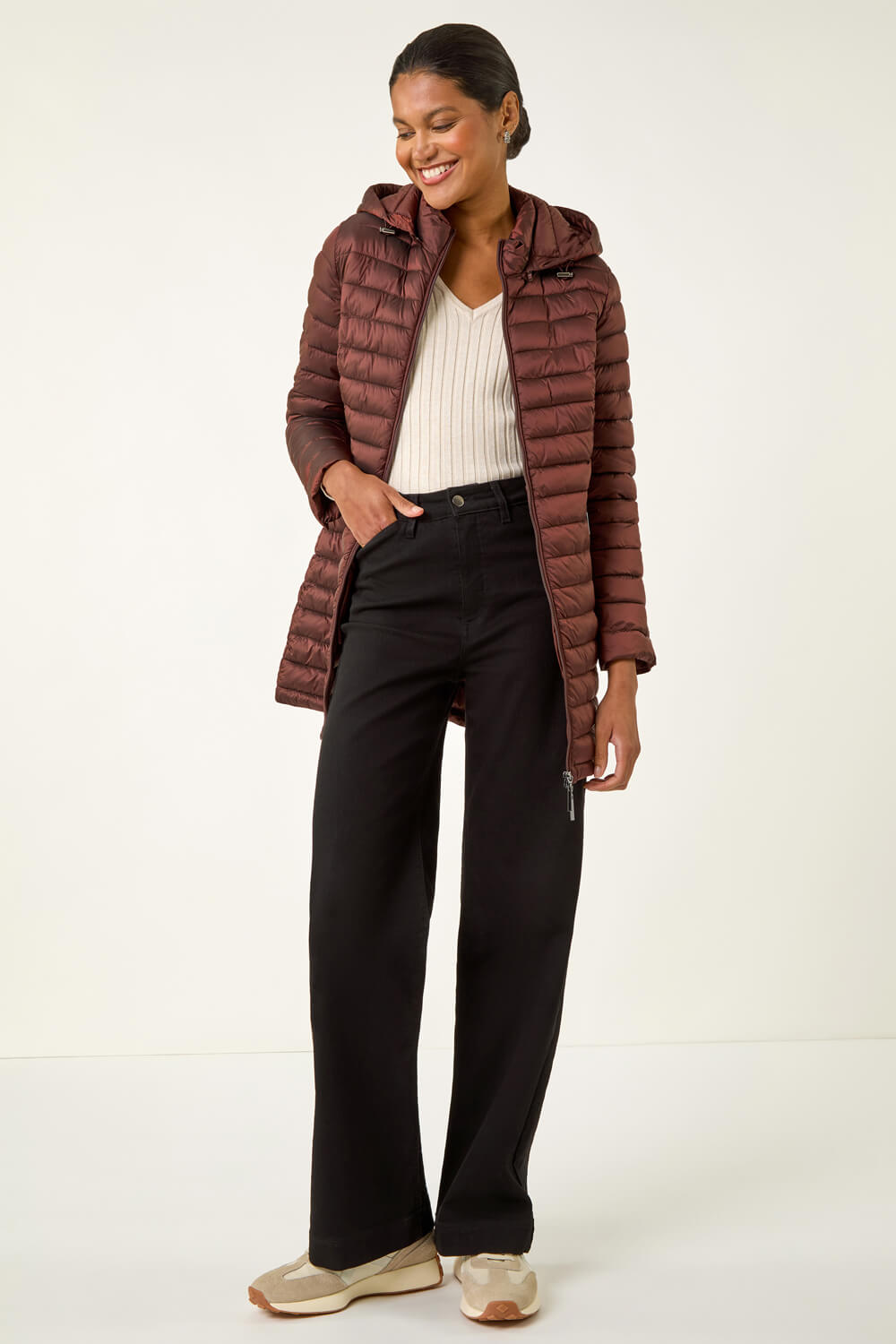 Roman Longline Quilted Hooded Puffer Coat 12 female