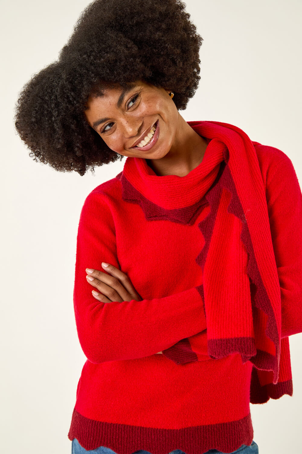 Roman Scalloped Scarf Knit Jumper 16 female