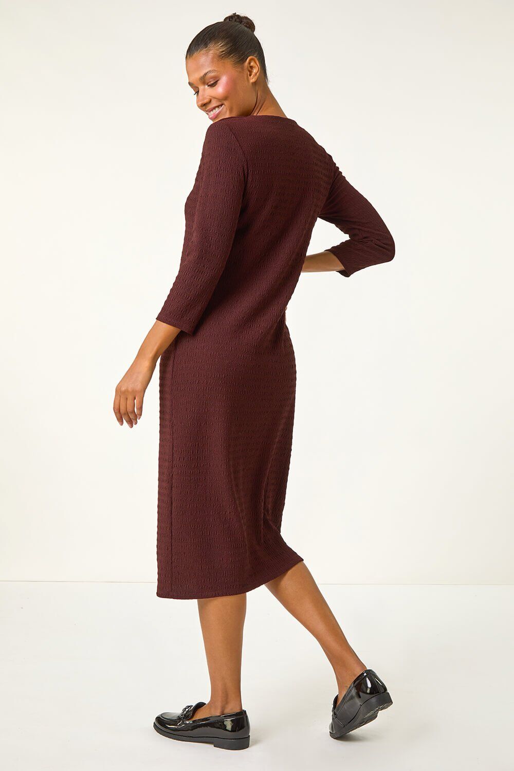 Roman Textured V-Neck Stretch A-Line Dress 20 female