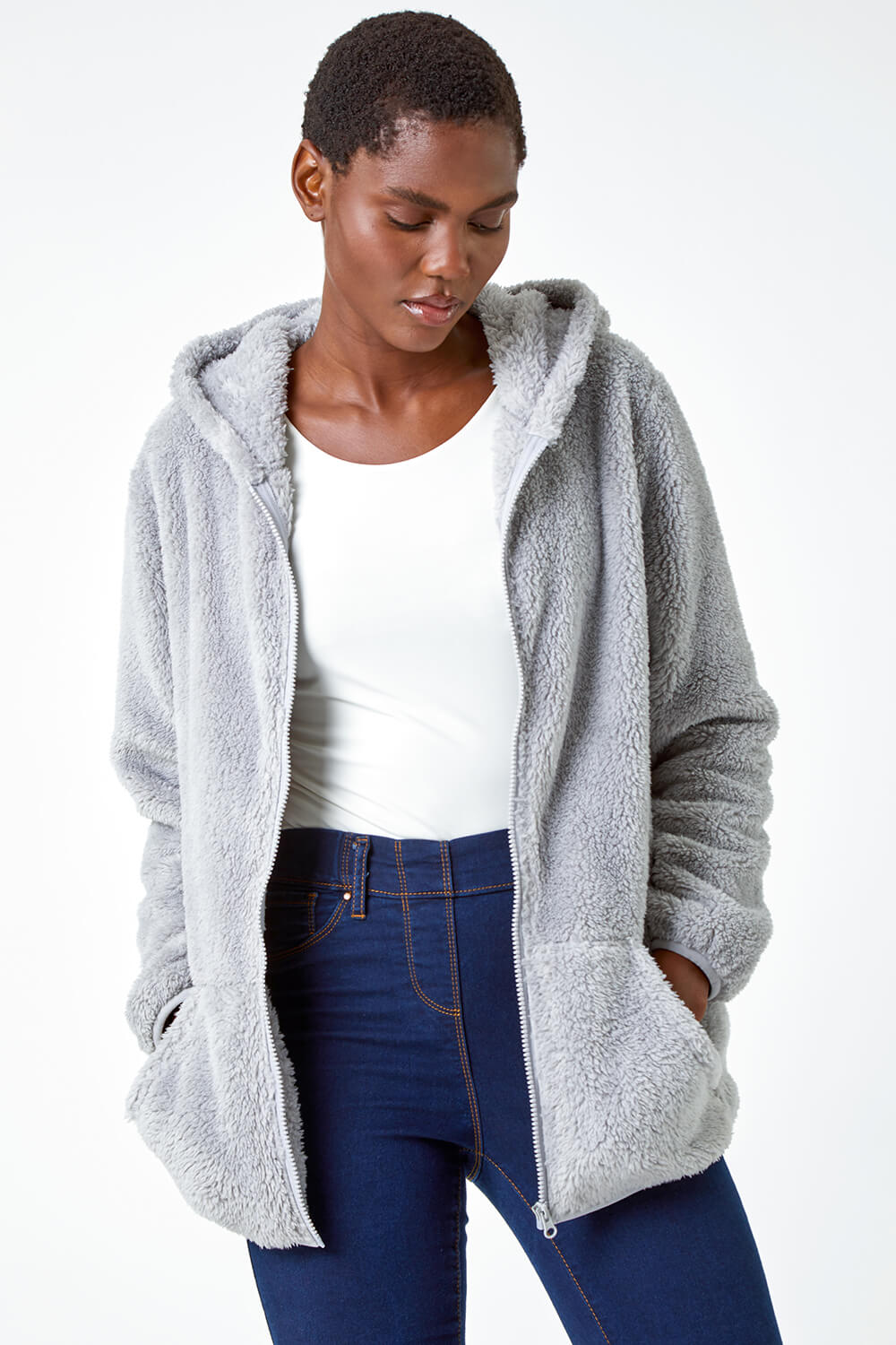 Roman Hooded Sherpa Fleece Jacket S female
