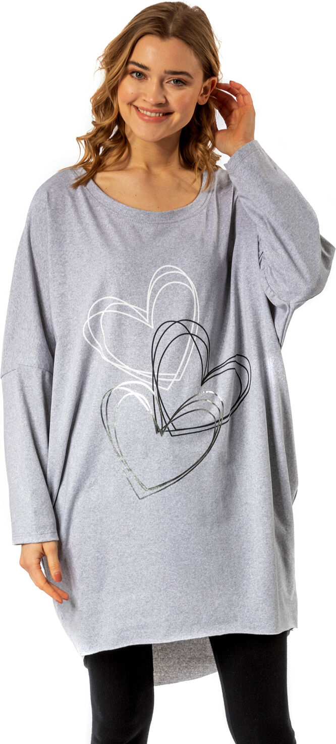 Roman Originals One Size Foil Heart Print Lounge Top Roman Originals One Size Foil Heart Print Lounge Top