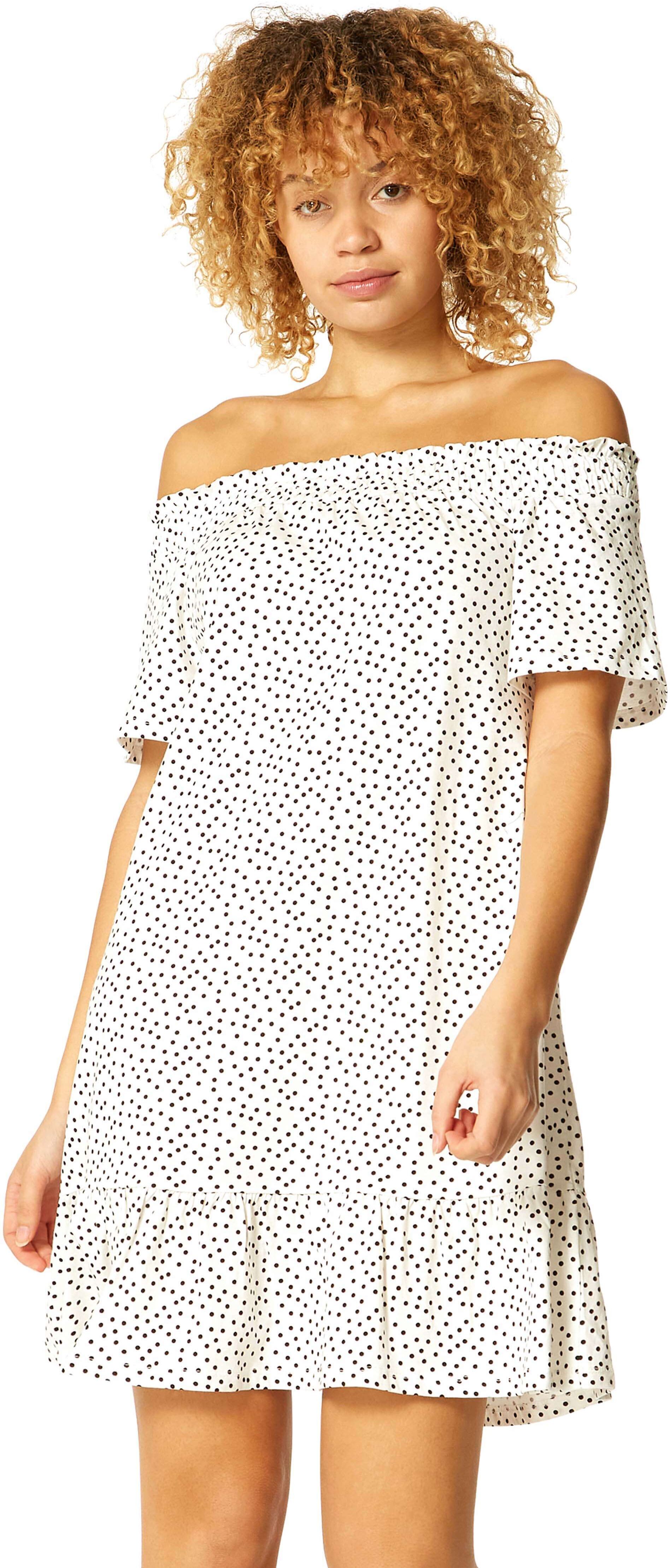 Roman Originals Spot Print Cotton Bardot Dress Roman Originals Spot Print Cotton Bardot Dress