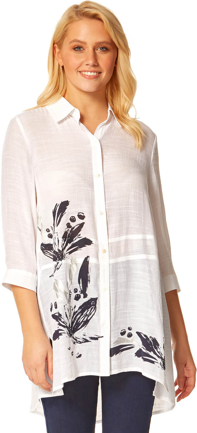 Roman Originals Floral Border Print Shirt Roman Originals Floral Border Print Shirt