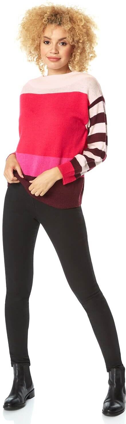 Roman Originals Colour Block Stripe Slash Neck Jumper