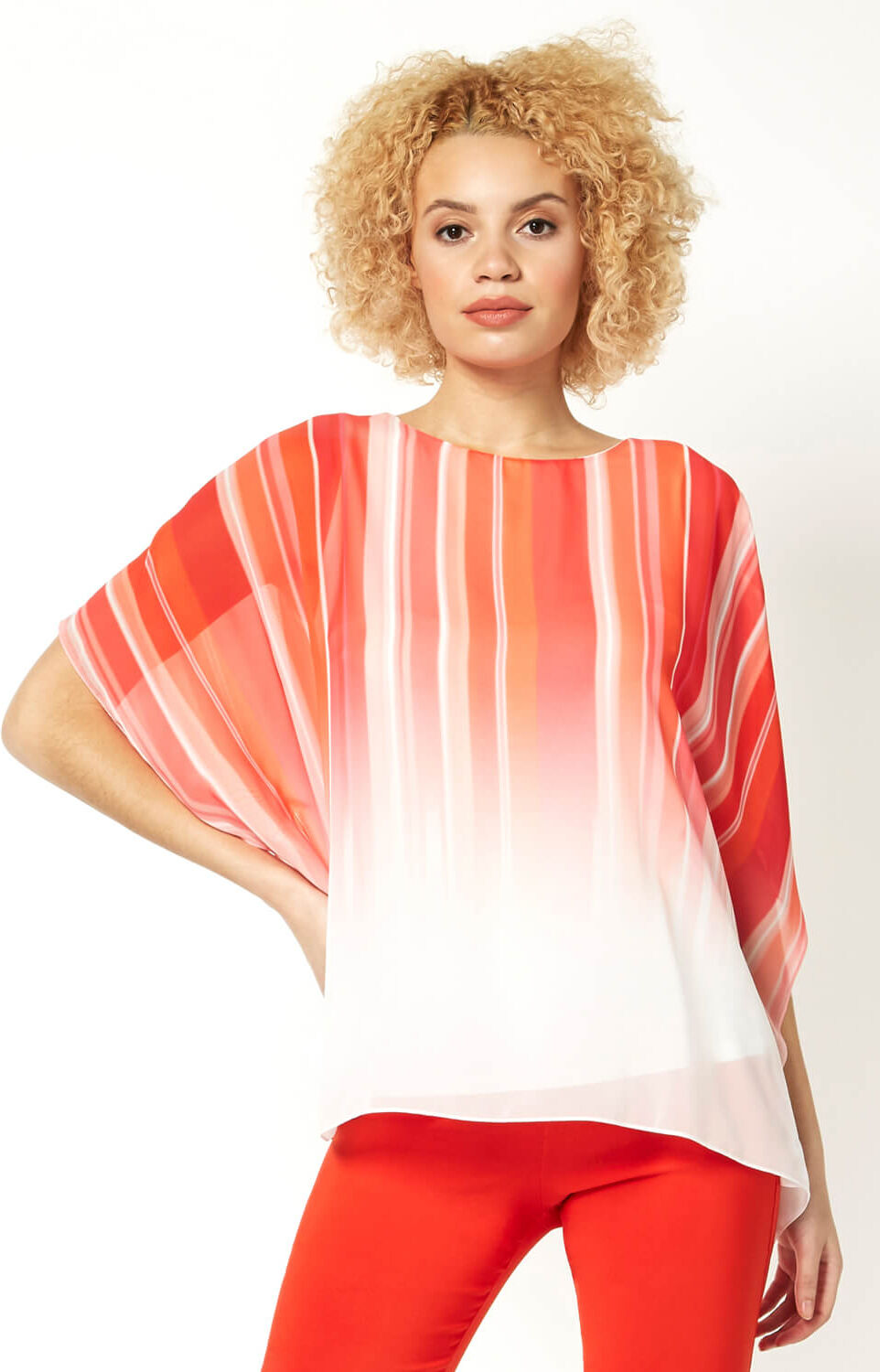 Roman Originals Ombre Stripe Print Overlay Top Roman Originals Ombre Stripe Print Overlay Top