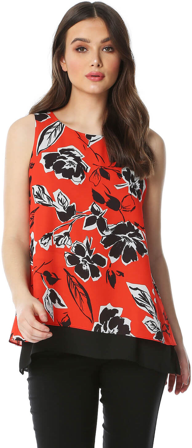 Roman Originals Sleeveless Floral Contrast Top Roman Originals Sleeveless Floral Contrast Top
