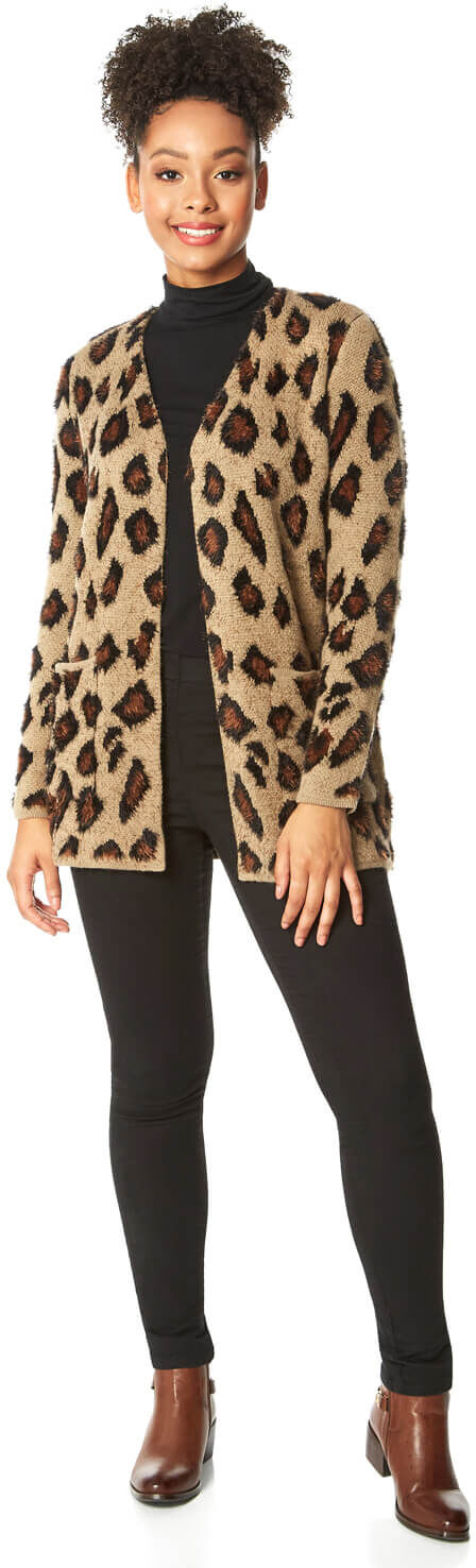 Roman Originals Jacquard Animal Longline Cardigan Roman Originals Jacquard Animal Longline Cardigan