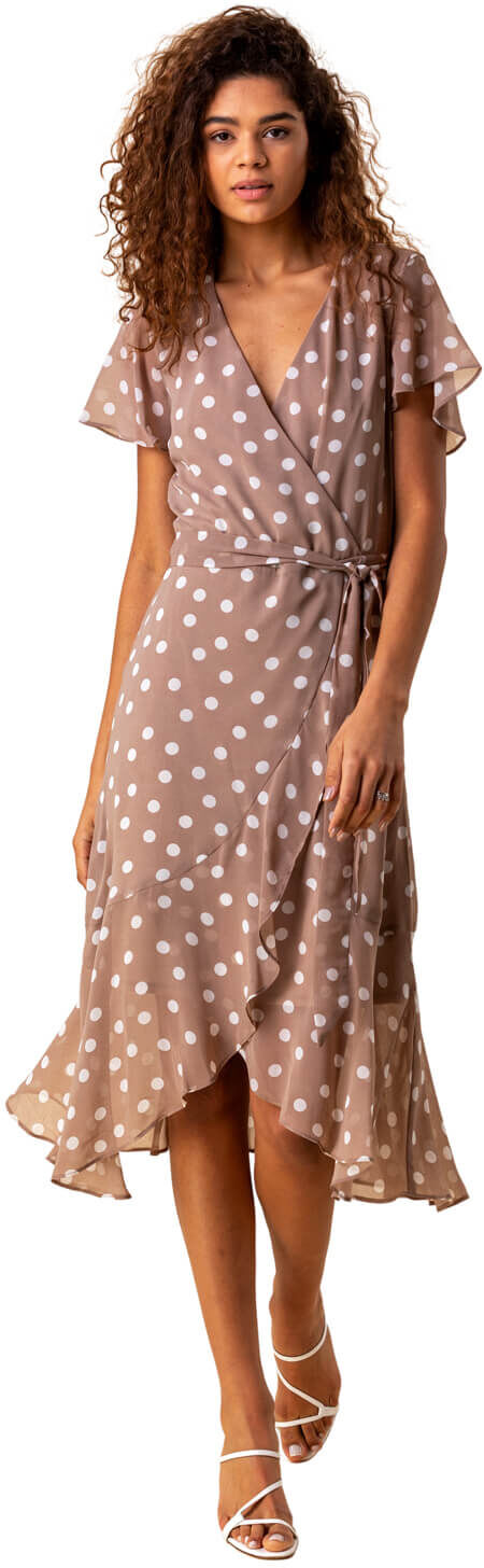 Roman Originals Frilled Hem Spot Print Dress Roman Originals Frilled Hem Spot Print Dress