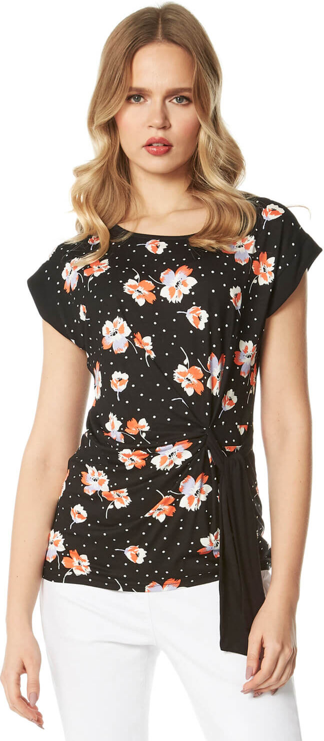Roman Originals Floral Spot Print Side Tie Top Roman Originals Floral Spot Print Side Tie Top