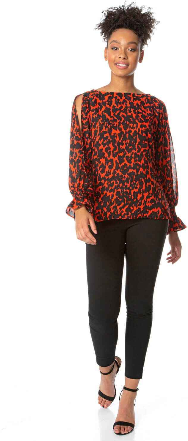 Roman Originals Split Sleeve Animal Print Top Roman Originals Split Sleeve Animal Print Top