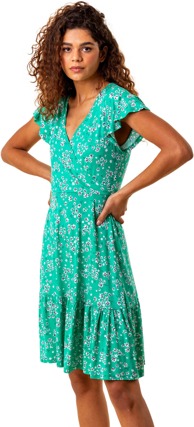 Roman Originals Floral Print Wrap Tea Dress Roman Originals Floral Print Wrap Tea Dress