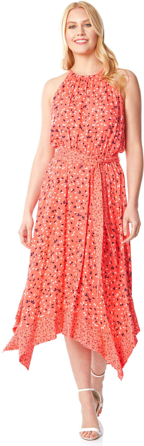 Roman Originals Halter Neck Hanky Hem Midi Dress Roman Originals Halter Neck Hanky Hem Midi Dress